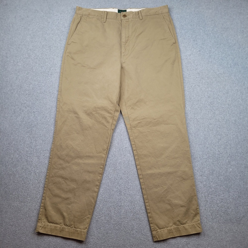 J. Crew Oarsman Broken In Straight Pants Mens 34x30 Khaki Tan Chino Cotton